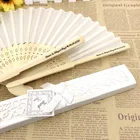 Свадебный Ручной Веер белого цвета с именем и датой невесты и жениха на заказ, 100 шт. в пакете из органзыподарочной коробке, Прямая поставка