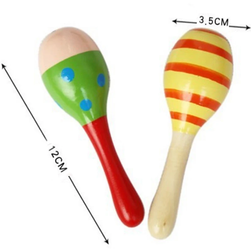 Детские красочные деревянные maracas Музыкальные инструменты погремушки шейкер песок молоток колокольчик забавные детские игрушки для детской вечеринки подарок игра