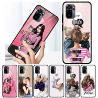 super mom baby girl tempered glass cover for xiaomi redmi note 10 10s 9 9t 9s 8t 8 9a 9c 8a 7 pro max phone case