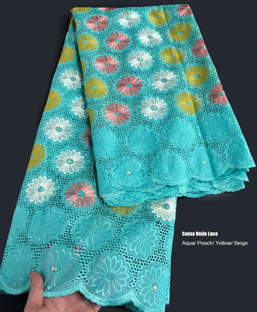 Кружевная швейцарская вуаль 5 ярдов модная африканская хлопчатобумажная ткань с