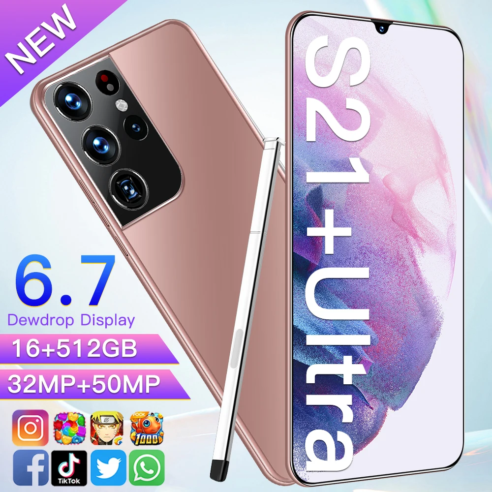 

Global Version S21ultra 6.7-inch Smartphone 16G+512G Android 11.0 32+50MP 6800Mah Support Google HD+full Screem 5G Cell Phone