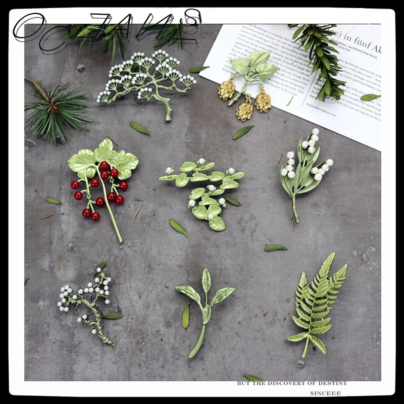 

SexMara 2021 New Fashion Retro Exaggerated Plant Paint Brooch Coat Accessories Girls Men's Party Jewelry Gifts