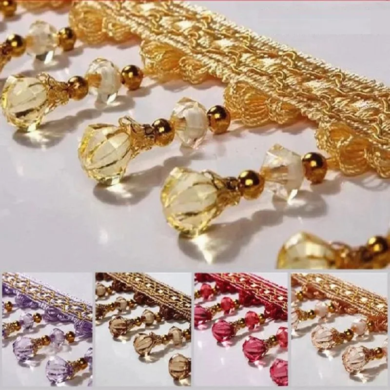 

12M European Curtain Lace Crystal Beads Decorative Accessories Hanging Beads Tassel High-End Home Decoration Curtain Accessories