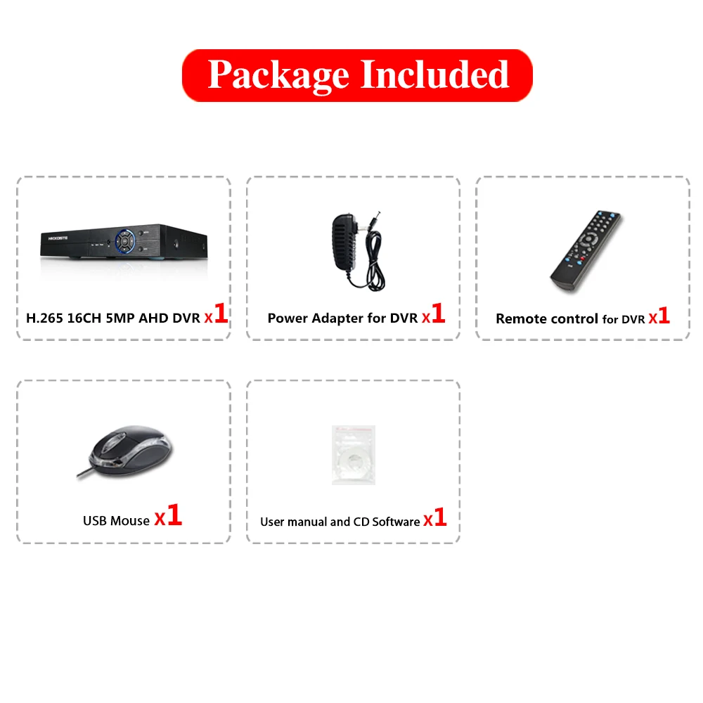 AHD DVR 16CH Full HD 5MP HDMI для IP-камер PTZ Security System Video Surveillance Recorder Network 1POE Port on - Видеорегистратор системы безопасности AHD DVR 16CH Full HD 5MP HDMI для IP-камер с возможностью управления PTZ, записью видеонаблюдения через