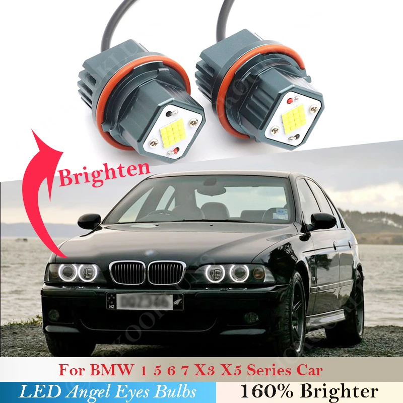 

160W pair Angel eyes bulb Headlight LED BMW 1 5 6 7 X3 X5 series E 87 39 60 M5 61 63 64 65 66 83 53 525 530 540 i xi Rings Light