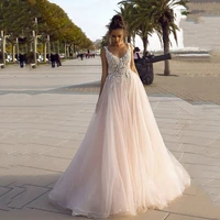 princess wedding dress 2020 v neck backless bride dress 3d appliques wedding gowns vestido novia