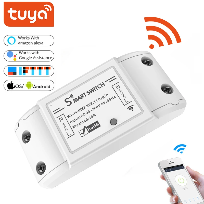 

Умный светильник ключатель света Tuya, Wi-Fi, универсальный, дистанционное управление через приложение, работает с Alexa, Google Home, IFTTT