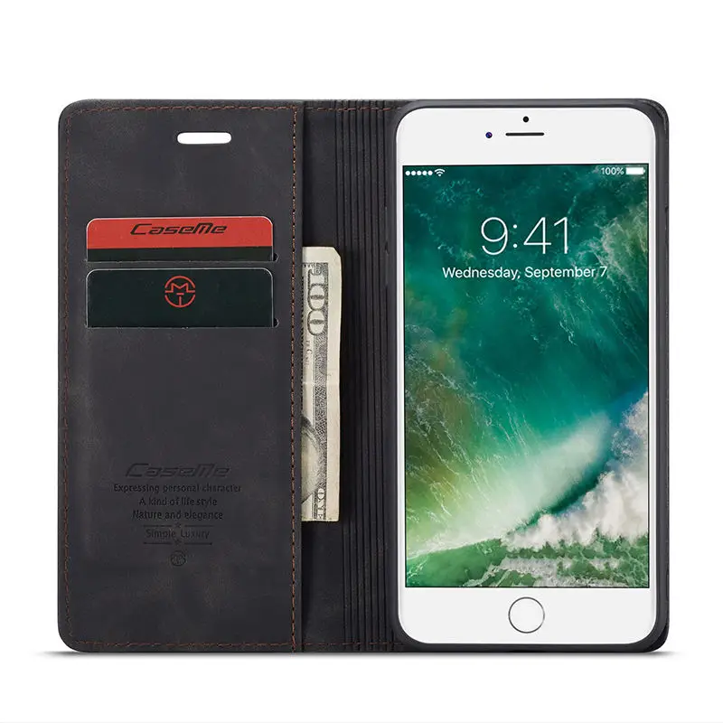 Роскошный Матовый чехол из искусственной кожи чехол для iphone 7 флип-бумажник для телефона чехол для iphone 8 Apple iphone 7 8 Plus