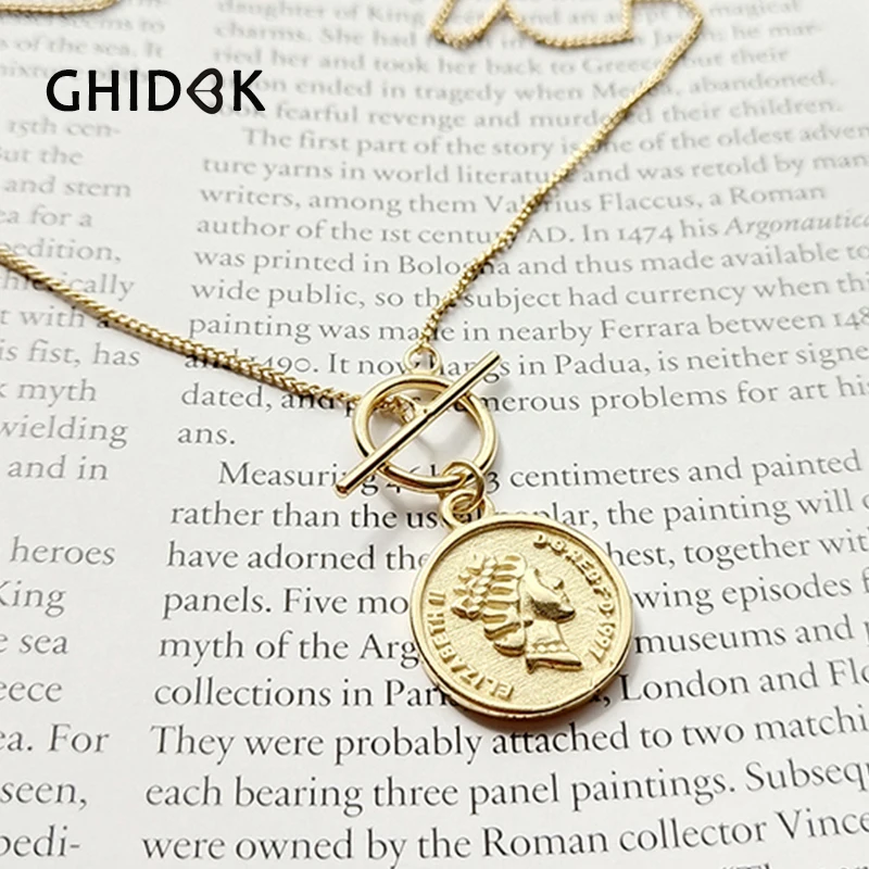 GHIDBK 925 стерлингового серебра Елизаветы кулон в виде королевы Ожерелье