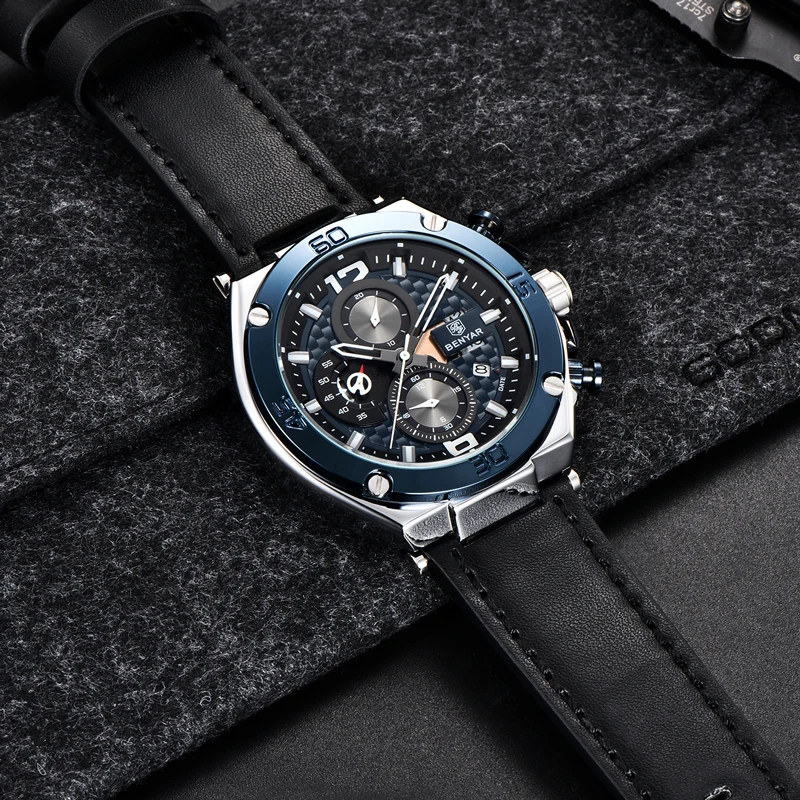 2019 Топ бренд benyar роскошные новые мужские кварцевые хронограф s часы золотые