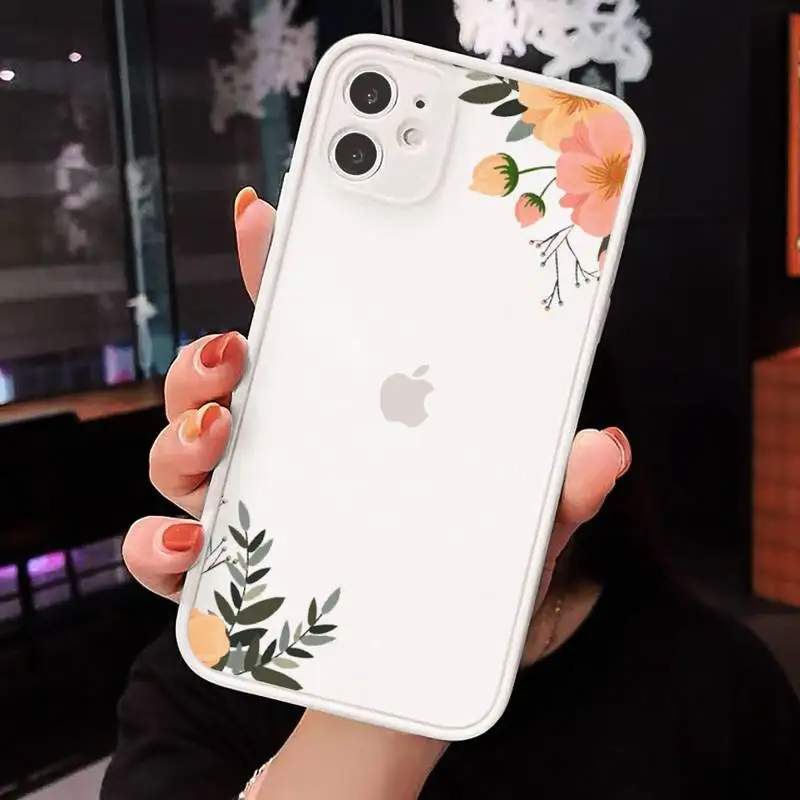 

Flower retro style art design high quality Phone Cases matte transparent For iphone 7 8 11 12 plus mini x xs xr pro max cover