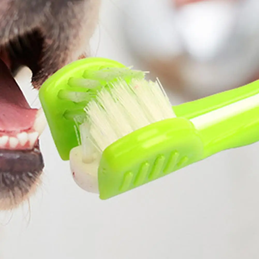 

Orange Pet Toothbrush Three Sided Multi-angle Cleaning Plastic Dog Soft Bristle Toothbrush For Oral Care Cleaning Toothbrush