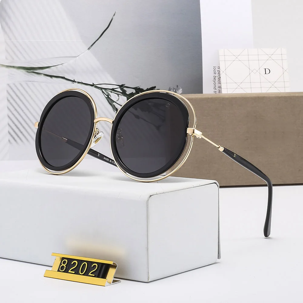 5 no box Новые Солнцезащитные очки женские винтажные круглые женские крупные солнцезащитные очки брендовая дизайнерская металлическая рамка женские Солнцезащитные очки женские классные ретро - Цвет линз: 5 no box