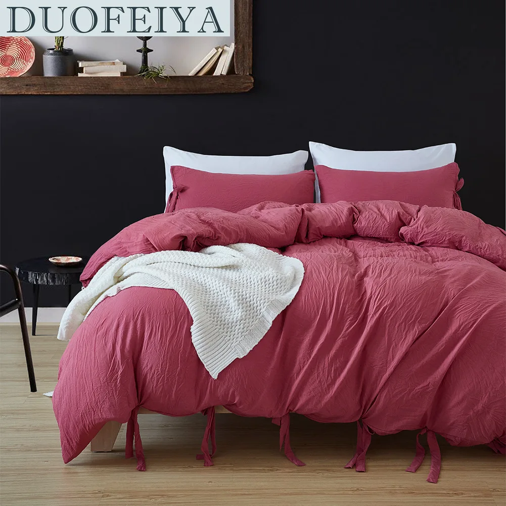 

DUOFEIYA Duvet Cover Set Twin Queen King Size with Bow Tie for All Season, Soft Bedding Sets Pillow Case Bed Sheet for Women Men