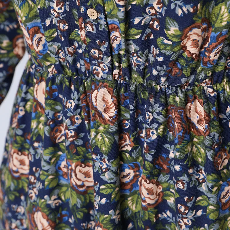 

Plus size 4XL Spring Autumn Dress Women 2020 Fashion Long Sleeve Floral Print Dress Elegant Slim Pocket A-line Dress Vestidos