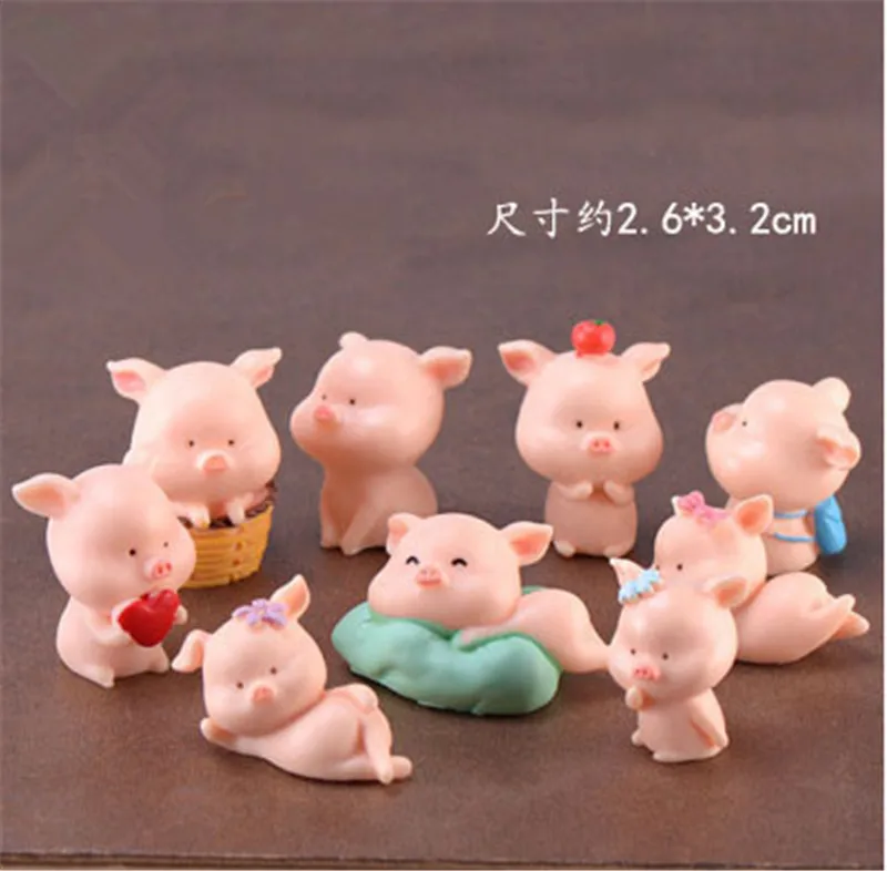 1pcs Miniature mini Cute pig garden figurines fairy house home office desk decoration modern accessories resin miniatures | Дом и сад