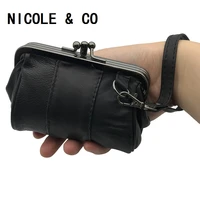 nicole co women clutch bags genuine leather metal frame handbag female sheepskin short wallets coin change purse key card case