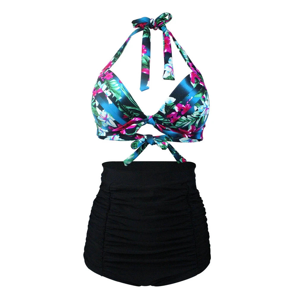Купальник бикини женский с цветочным принтом бандажный купальник из 2 предметов