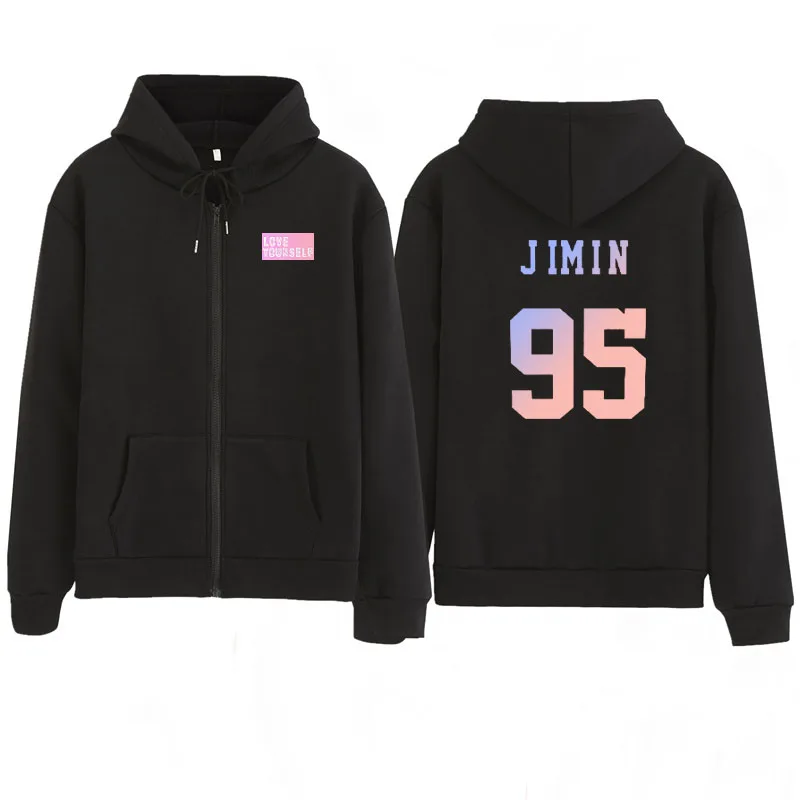 Zip hoodie 95J1 Kpop jung kook 97 толстовки kpop худи на молнии толстовка с капюшоном толстовка с надписью love yourself KPOP толстовка XL для повседневной носки harajuku kpop худи на молнии - Цвет: Zip hoodie 95J1