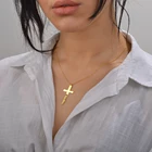 Минималистичное модное женское ожерелье с кулоном в виде Креста Иисуса, ювелирное изделие с именем на заказ, ожерелье из нержавеющей стали, персонализированные подарки