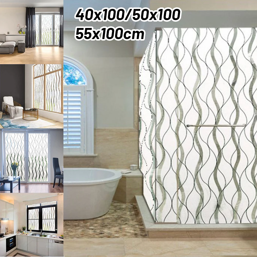 

1pc Pvc Glass Sticker Vinyl Window Film Static Privacy Adhesive Film UV Blocking Heat Control 40/20/55*100CM