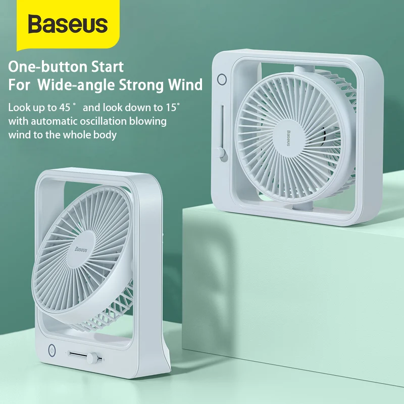 

Baseus Cube Shaking Fan 5400mAh Portable Fans For Office Desktop Desk USB Fan Summer Cooler Cooling Fan USB charging For Bedroom