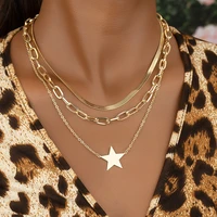 ingesight z flat blade snake chain choker necklaces multi layered gold color star pendant necklaces women neck jewelry collier