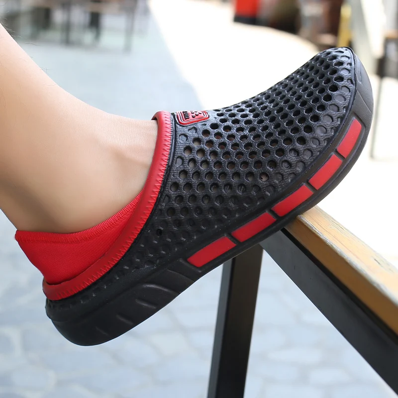 Мужские сандалии с перфорацией летние дышащие Пляжные Шлепанцы из ЭВА массажные