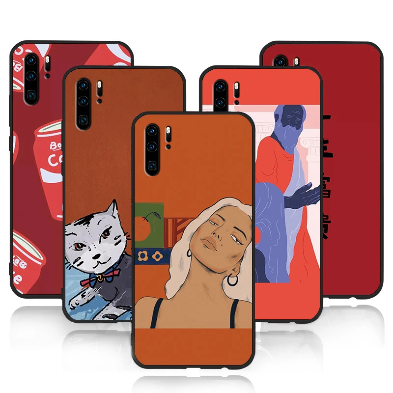 Чехол для телефона с изображением красных котов губ Для huawei p20 p 30 lite Pro P smart mate 10 Y9