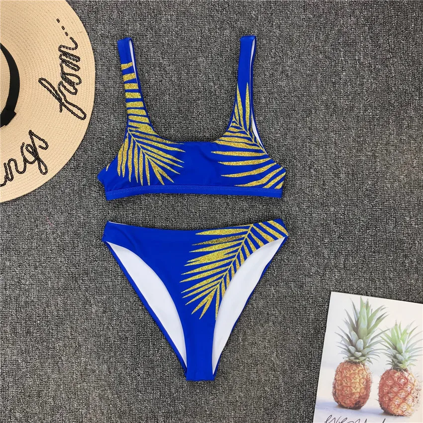 

New Sexy Hot Leave Print Female Swimsuit High Waist Bikini 2020 Women Swimwear Two-pieces Bikini set Bather Bathing Suit Swim