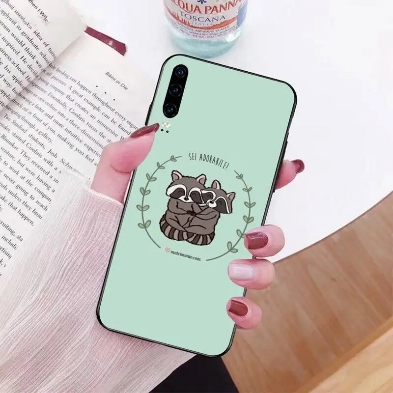 Чехол для телефона Huawei Honor из мягкого силикона TPU с красивым рисунком животного енота.