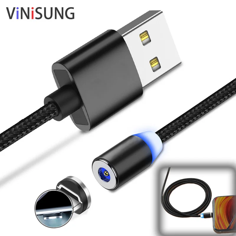 Магнитный кабель VINISUNG 3A для iPhone XS Samsung зарядное устройство быстрой зарядки 3 0 Micro
