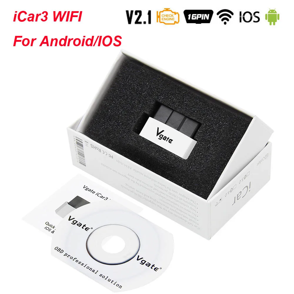 WIFI White Vgate iCar3 ELM327 V2.1 ELM 327 iCar 3 V2.1 OBD2 Bluetooth wifi сканер ODB2 для Android/IOS OBD 2 OBD2 автомобильный диагностический инструмент - Цвет: WIFI White