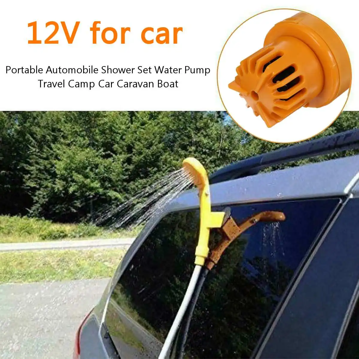 

Portable Car Washer 12V Camping Shower DC Car Shower High Pressure Power Washer Electric Pump For Outdoor Camping Travel Pet