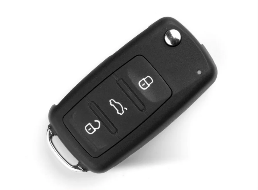 Кожаный чехол книжка для автомобильного ключа с 3 кнопками держатель