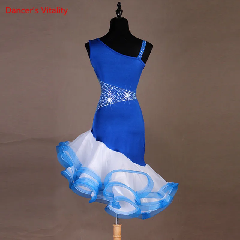 Новый кастомизированный латиноамериканский танцевальный костюм Сексуальное платье с бриллиантами, конкурсное платье для женщин Платья на 2021 год.