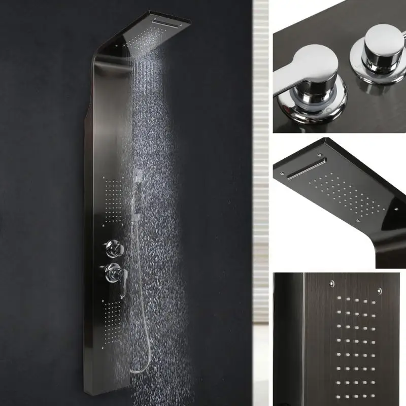 

Stainless Steel Shower Faucets Screen With Massage SPA Massage Nozzle Waterfall Rain Shower Bathroom Panel Bidet Sprayer Tap HWC