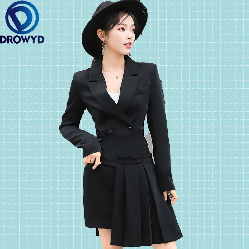 Женские костюмы с юбкой блейзер длинным рукавом и юбка комплект из двух
