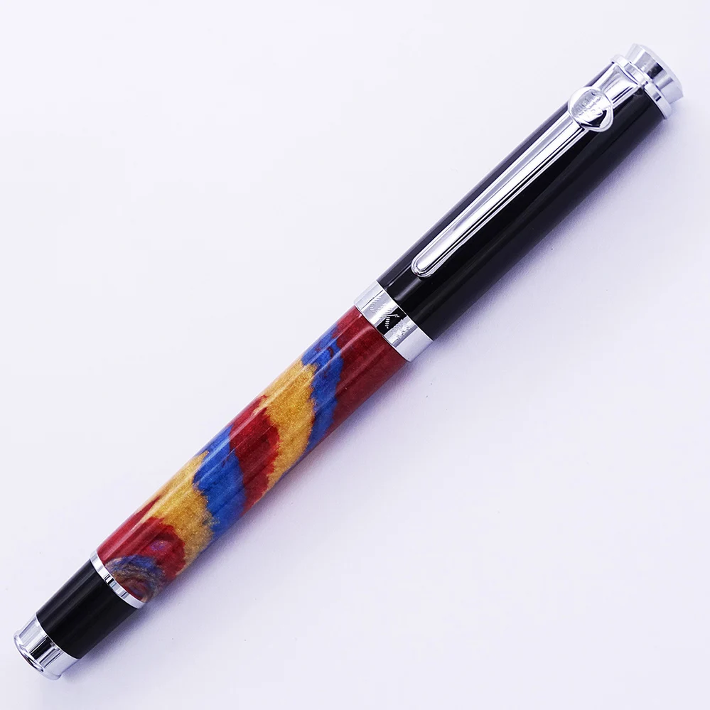 

Duke Celluloid Fountain Pen Yellow-Blue-Red Quicksand Leonardo Da Vinci Beautiful Ink Pen Medium Nib 0.6mm Business Office Gift