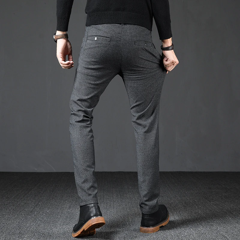 Теплое модное мужское стрейчевое платье фланелевые черные Синие Серые