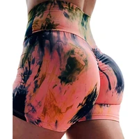 yoga pants high waist breathable cotton blend women tie dye sport shorts for sport