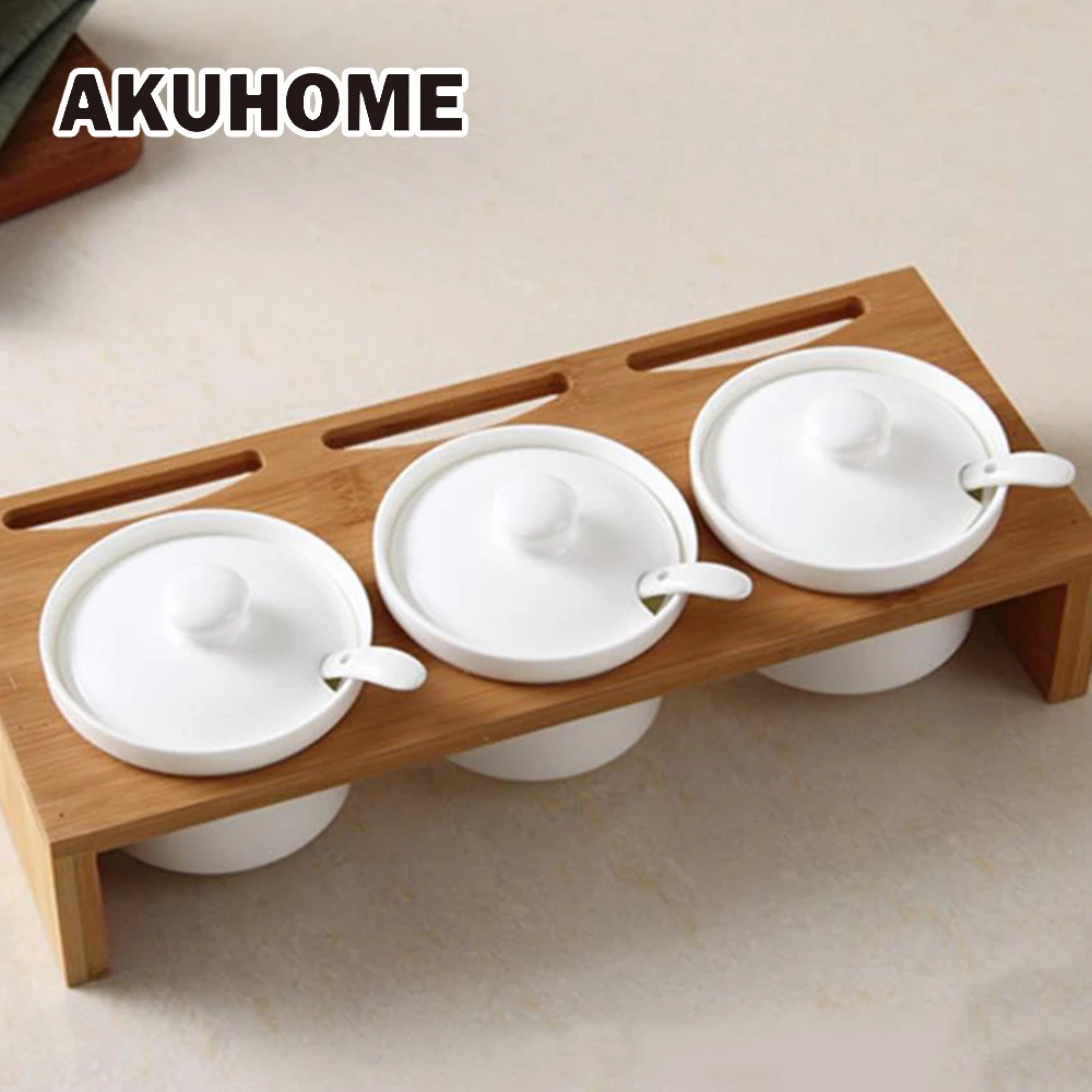 Керамический горшок для приправ деревянная крышка соль сахар специи перец