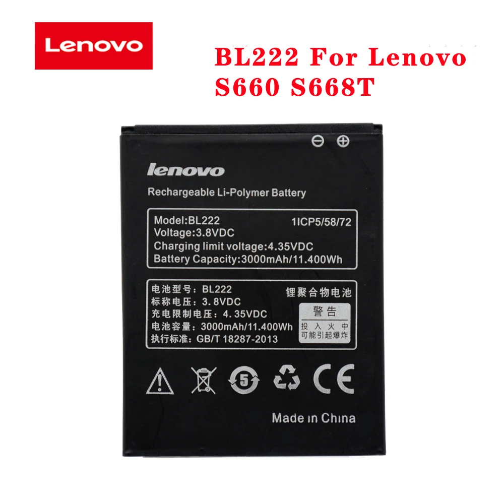 

20pcs/lot Original Battery BL222 For Lenovo S660 S668T Phone Rechargeable High Quality Batteria akku In Stock 3000mAh