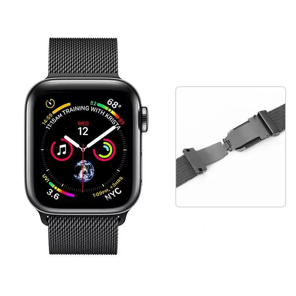 Milanese loop strap for Apple watch 45mm 44mm 40mm Series 7 6 5 4 SE Metal butterfly buckle bracelet band for iwatch 3 42mm 38mm