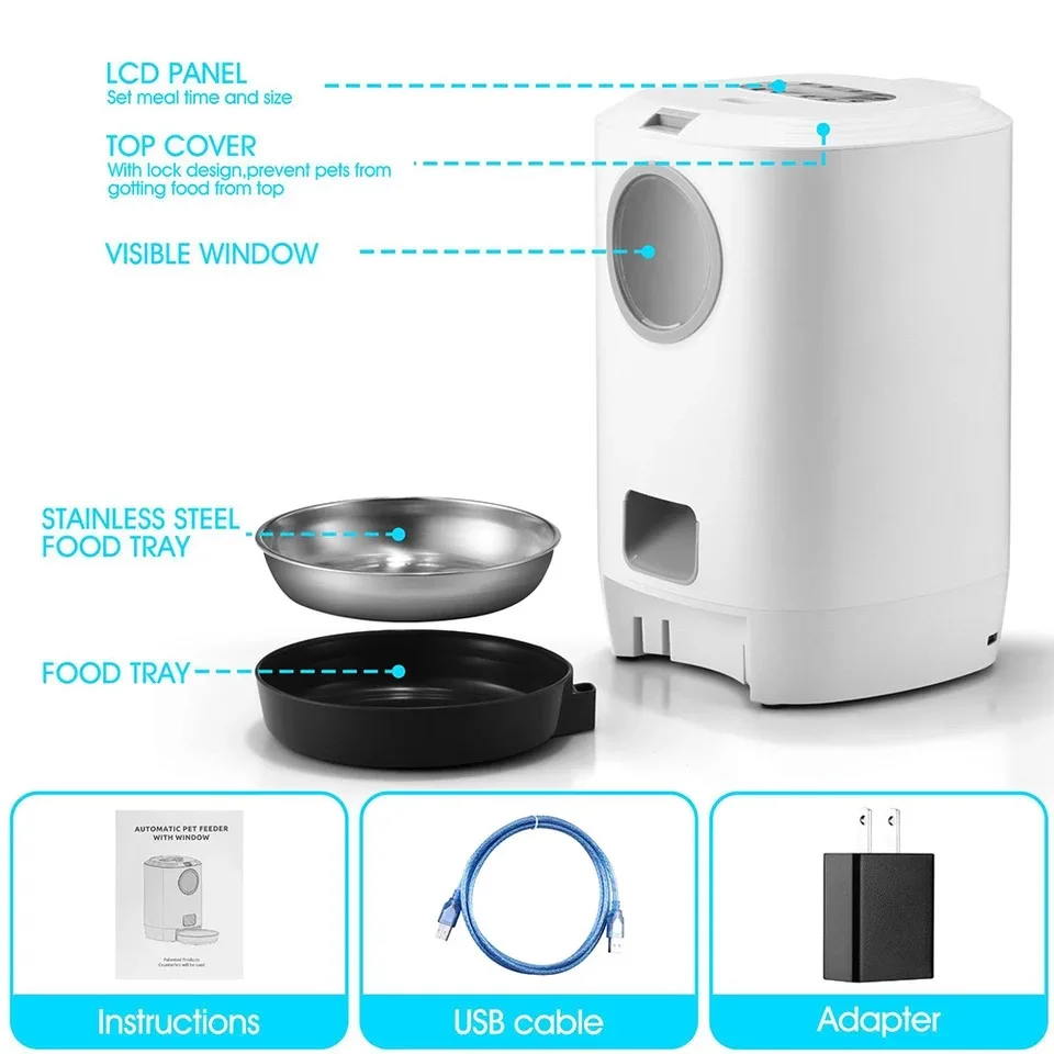 買取 4.5Lスマート猫と犬フィーダー自動食品ディスペンサーlcdスクリーン音声記録タイミングと定量スマートフィーダー