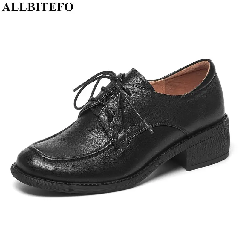 

Туфли ALLBITEFO женские с перекрестной шнуровкой, натуральная кожа, высокий каблук, водонепроницаемые, обувь для прогулок, размеры 34-42