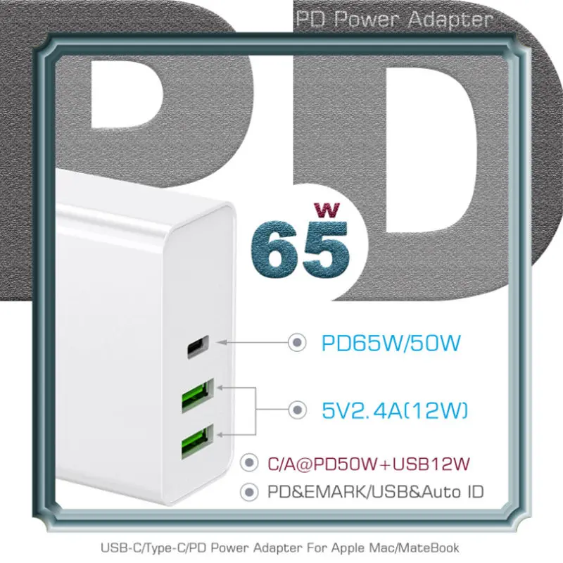 Зарядное устройство URVNS с USB Type C и поддержкой быстрой зарядки для путешествий