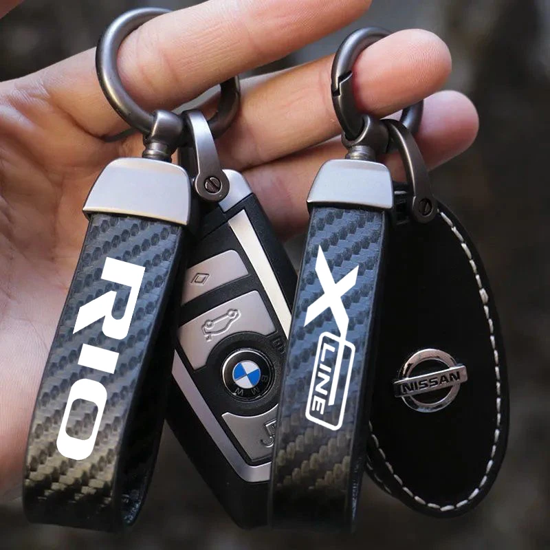 

For KIA RIO 2 3 4 5 Xline x line Car Accessories Carbon Fiber Texture Key Rings Keychain Keyring Auto Vehicle Key Chain Key Bag