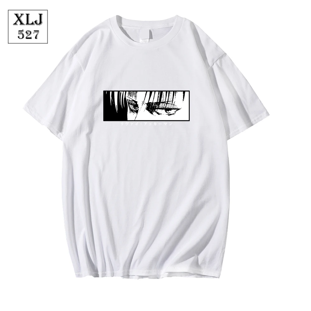 

2021 Summer Anime Print Fashion T-Shirt Black And White Pure Cotton Short-Sleeved Men'S O-Neck Bottoming Shirt