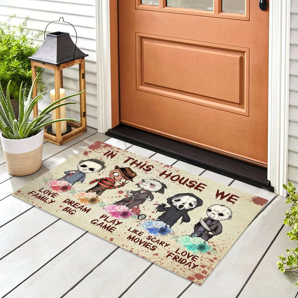 Halloween Theme Horror Movie Character Collection House Rules Doormat 3D Printed Carpet Non-Slip Bedroom Porch Tappeto | Дом и сад